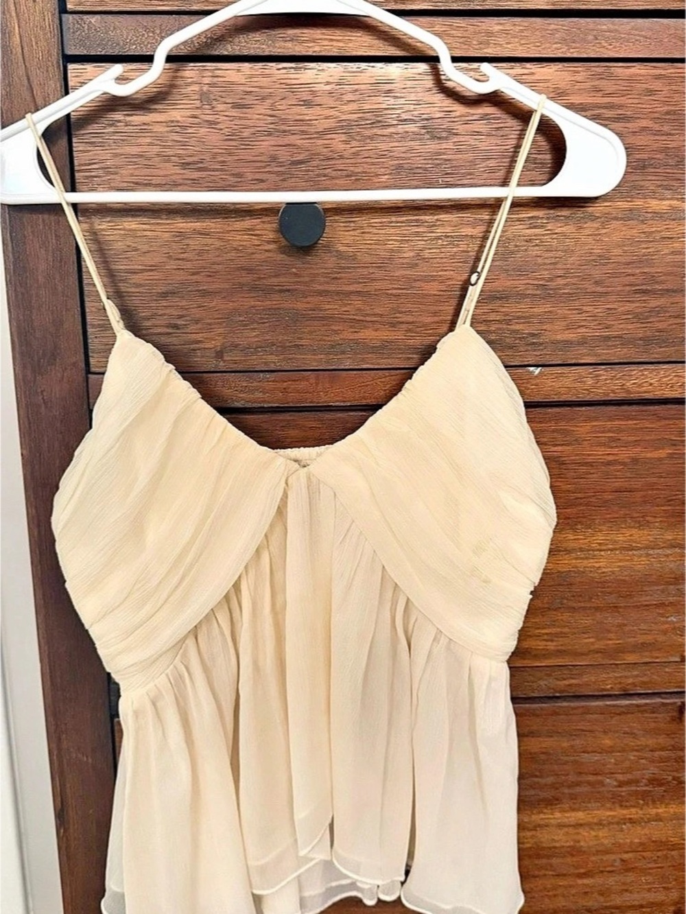Abercrombie & Fitch Cream Smocked Camisole Size